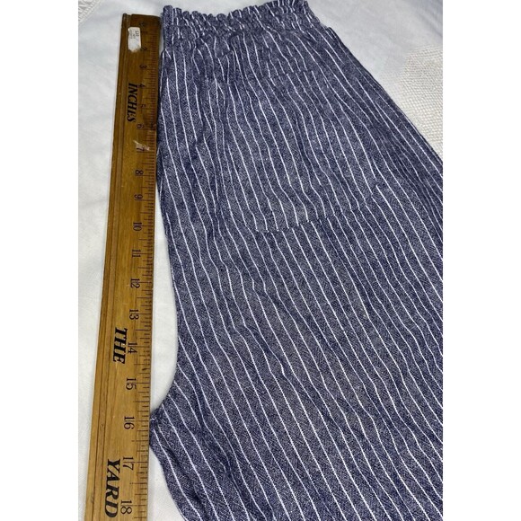 Laurie Felt Cropped Pants Linen Blend Smocked Wide Leg Womens Sz L Chambray Blue - Picture 5 of 9